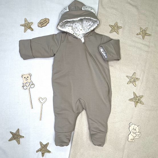 Комбинезон утепленный из футера арт.М-498, серо-коричневый