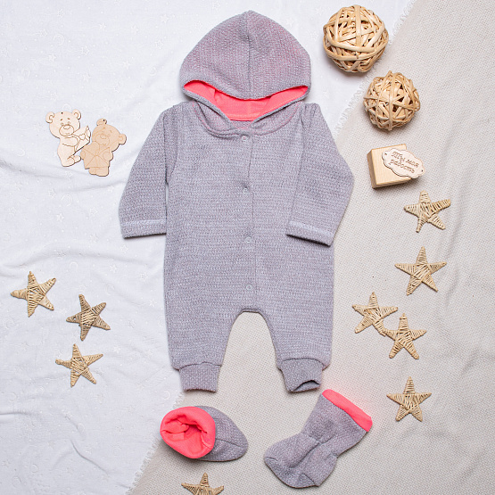 Комбинезон на кнопках с пинетками арт.М-490, неон