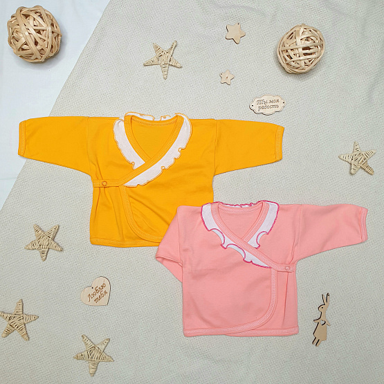 Рубашка-распашонка с оборкой арт.Р-142, жёлтый