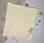 ПВ-31 Плед вязаный "Царский", молочный. 90*90 см