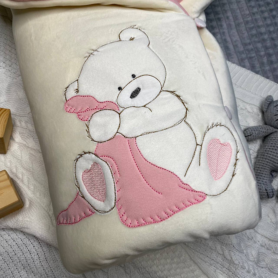 Арт. 462 Комплект на выписку «Мишка-Малышка» розовый, летний