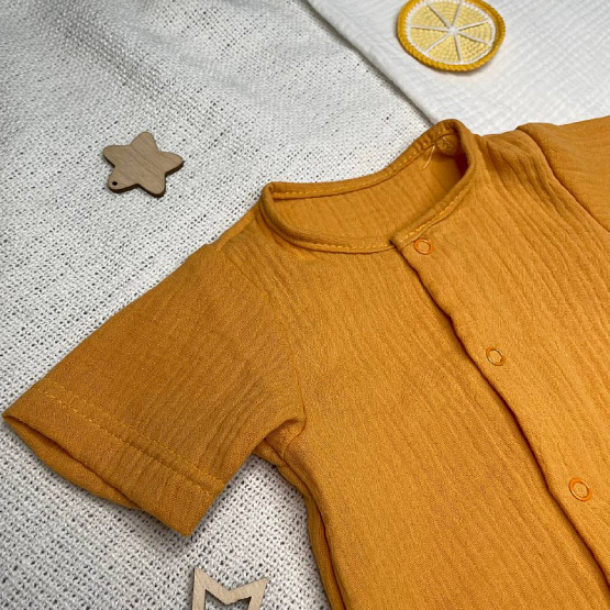 Д-38 Боди муслин, на кнопках, горчица