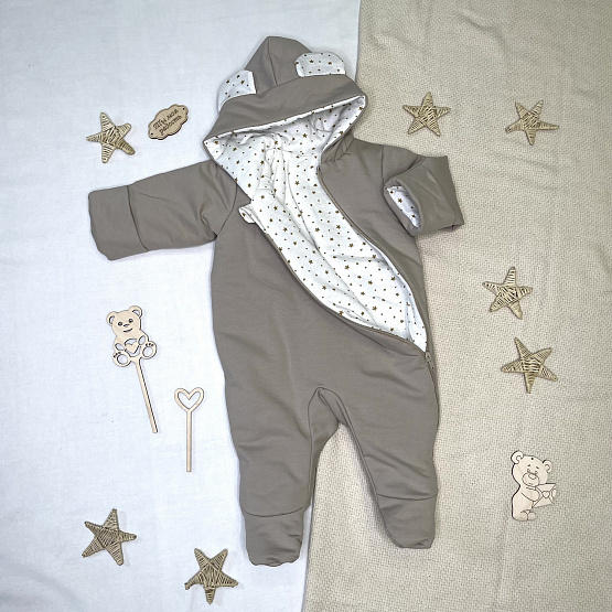 Комбинезон утепленный из футера арт.М-498, серо-коричневый