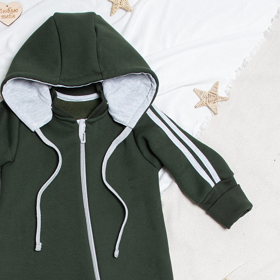 Комбинезон "Вырастайка" из футера с начёсом, арт.М-516, хаки