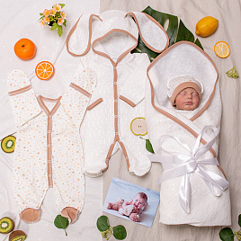 Летний комплект на выписку «Облачный кролик» №342