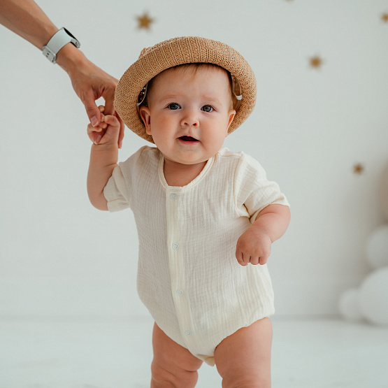 Д-38 Боди муслин, на кнопках, молочный