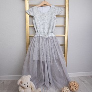 №0838 Платье для девочки "Одри", серебро