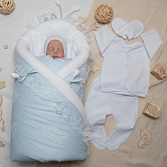 комплект на выписку "Лесная сказка" голубой арт.157