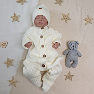 Комплект вязаный. Комбинезон, шапочка, носочки арт.КД-205