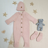 Комплект вязаный. Комбинезон, шапочка, носочки арт.КД-205, пудровый