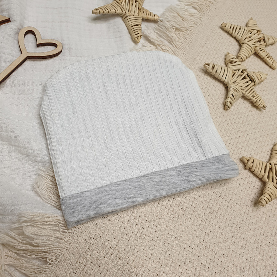 Шапочка с отворотом "лапша" арт. Б-285 молочный