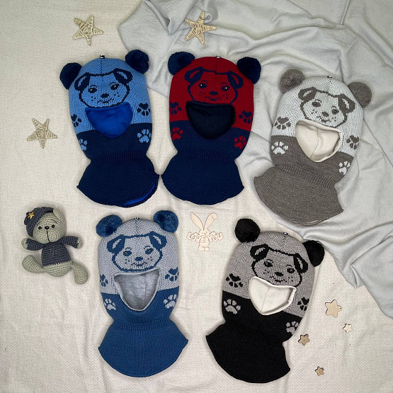 № Б-287 Шапка-шлем дет. "Лапки", для мальчика 2-5 лет