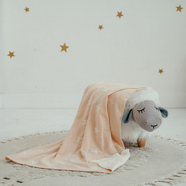 ПВ-41 Плед вязаный двухсторонний Звезда. Бежевый