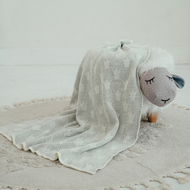  ПВ-31 Плед вязаный "Царский", серо-молочный