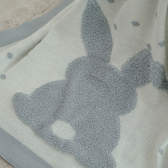 Пв-37, плед вязаный "зайка" серый, полушерсть