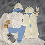 Арт. 462 Комплект на выписку «Мишка-Малышка» голубой, летний