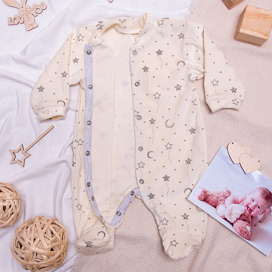 Комбинезон детский на кнопках арт.М-102, молочный 