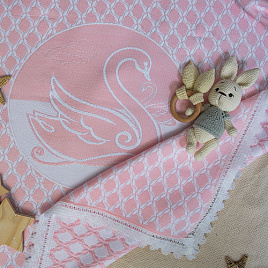 Плед детский  "Нежность" №ПВ-26 лебедь розовый