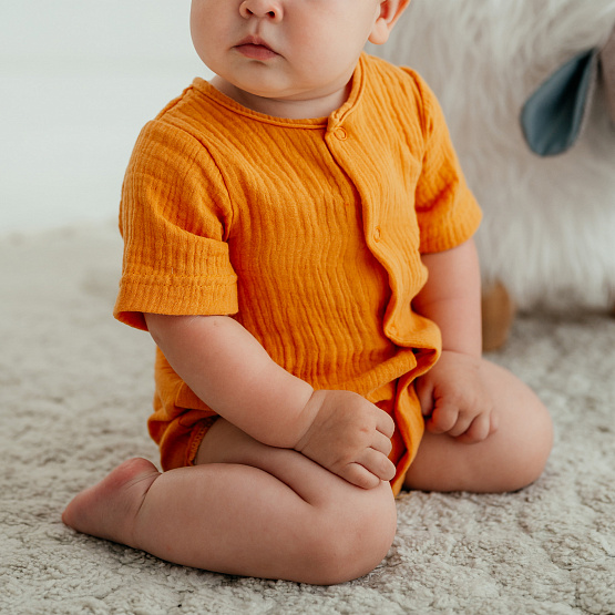 Д-38 Боди муслин, на кнопках, горчица