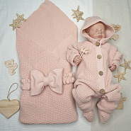 Арт. КВ-102 Вязанный комплект на выписку, пудра