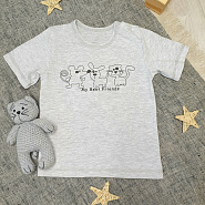 Футболка на двух кнопках, серая с принтом BEST FRIENDS арт.Ф-165-3