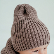 Б-296 Шапочка детская в стиле "Бини". вязаная. полушерсть, шоколад