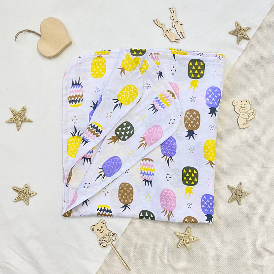 № 0881 Плед детский двусторонний, муслин 100*130см