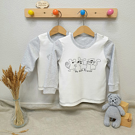 Лонгслив на двух кнопках с принтом "BEST FRIENDS" арт.КЛ-02 