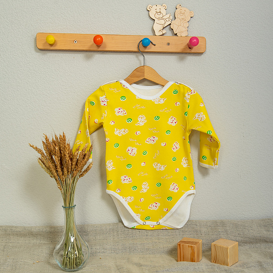 №Д-14 Боди на кнопках с длинным рукавом, ткань интерлок