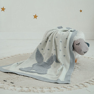 Пв-37, плед вязаный "зайка" серый, полушерсть