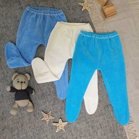 Ползунки велюровые арт.Т-30, голубой