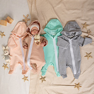 Комбинезон из футера с капюшоном арт.М-494 персик