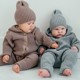 Арт. М-524 Вязаный комбинезон "Гномик", серый