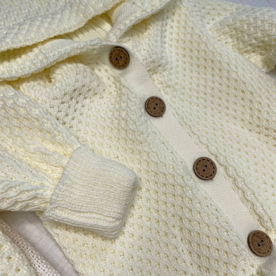 КВ-102 Вязанный комплект на выписку. молочный