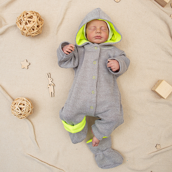 Комбинезон на кнопках с пинетками арт.М-490, неон