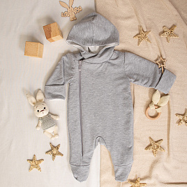 Комбинезон из футера с капюшоном арт.М-495, серый