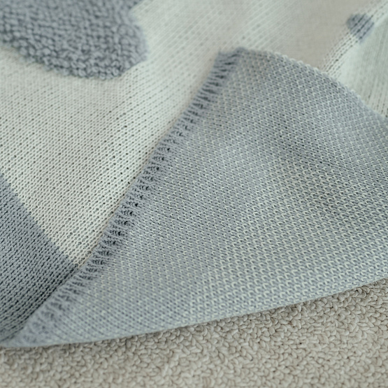 Пв-37, плед вязаный "зайка" серый, полушерсть