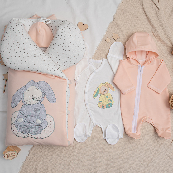 408 Комплект на выписку "Мамина радость, персик, деми