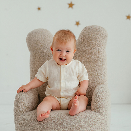 Д-38 Боди муслин, на кнопках, молочный