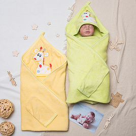 Полотенце-уголок и рукавичка для купания, махра, арт.303