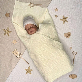  ПВ-31 Плед вязаный "Царский", молочный. 90*90 см 