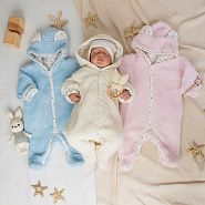 Комбинезон «Плюшик» с капюшоном арт.М-464 молочный