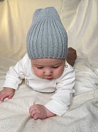 Б-299 Шапочка детская в стиле "Бини". вязаная. полушерсть, серая