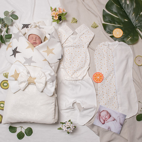 Летний комплект на выписку "Orion" арт.100 молочный