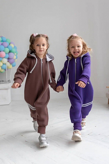 Комбинезон "Вырастайка", футер с начёсом, арт.М-516, коричневый