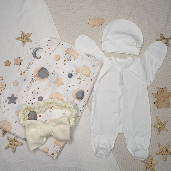 Арт. 450 Комплект на выписку "Звездное небо", молочный