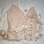 КВ-102 Вязанный комплект на выписку. бежевый