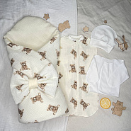 Арт. 465 Комплект на выписку Шоколадный Мишка, муслин