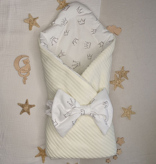 Арт. 444 Конверт на выписку "Счастливчик", молочный, летний