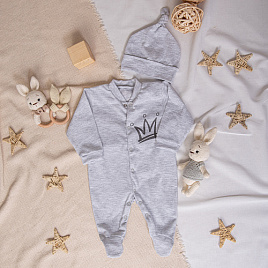 Комбинезон с шапочкой арт. М-508, принт "Корона"